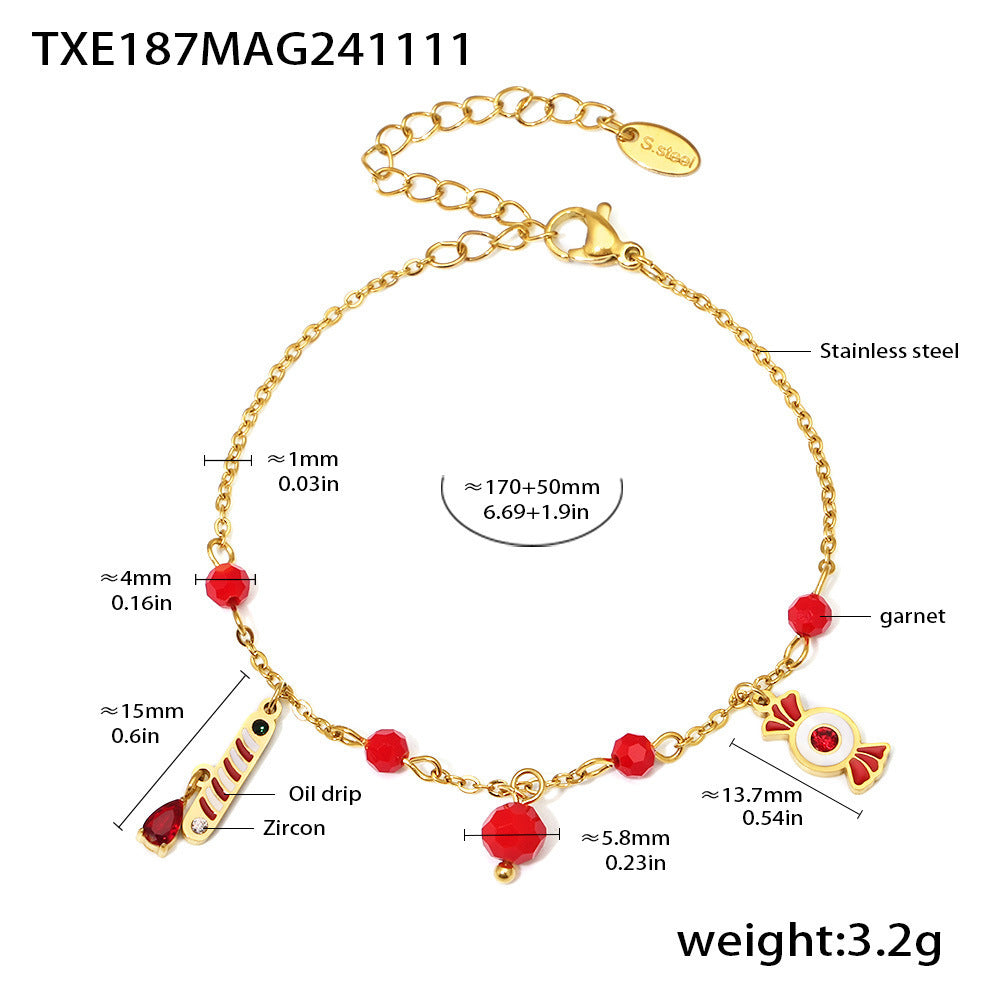 316L Stainless Steel Festive Garnet & Christmas Charm Jewelry Collection - Image 3