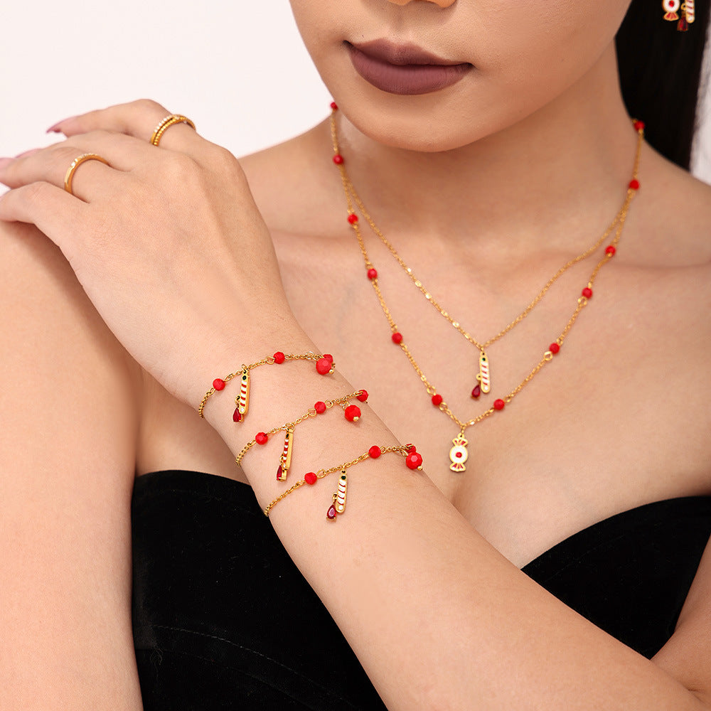 316L Stainless Steel Festive Garnet & Christmas Charm Jewelry Collection - Image 8