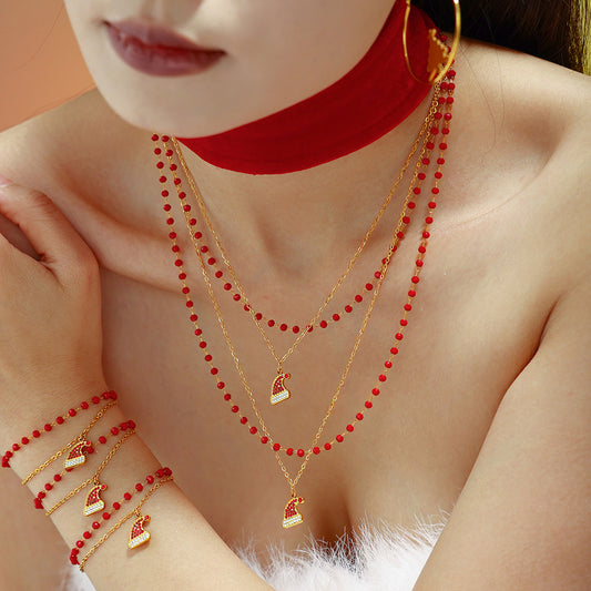 316L Stainless Steel Festive Garnet & Christmas Charm Jewelry Collection - Image 9