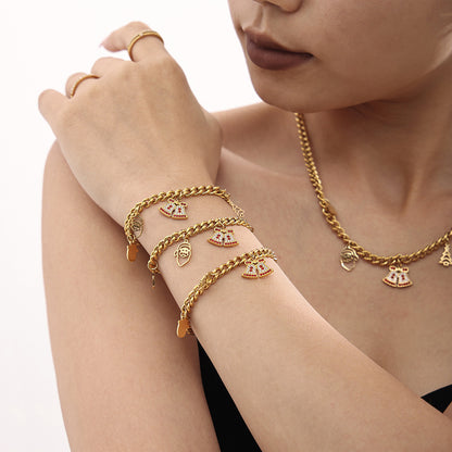 316L Stainless Steel Festive Zircon Bell Necklace & Bracelet Set - Image 6