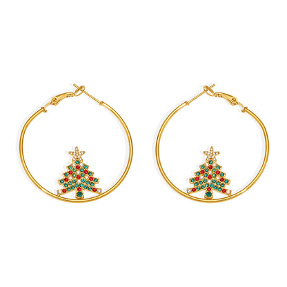 316L Stainless Steel Festive Zircon & Enamel Christmas Earring Collection - Image 3