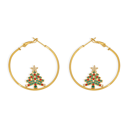 316L Stainless Steel Festive Zircon & Enamel Christmas Earring Collection - Image 3