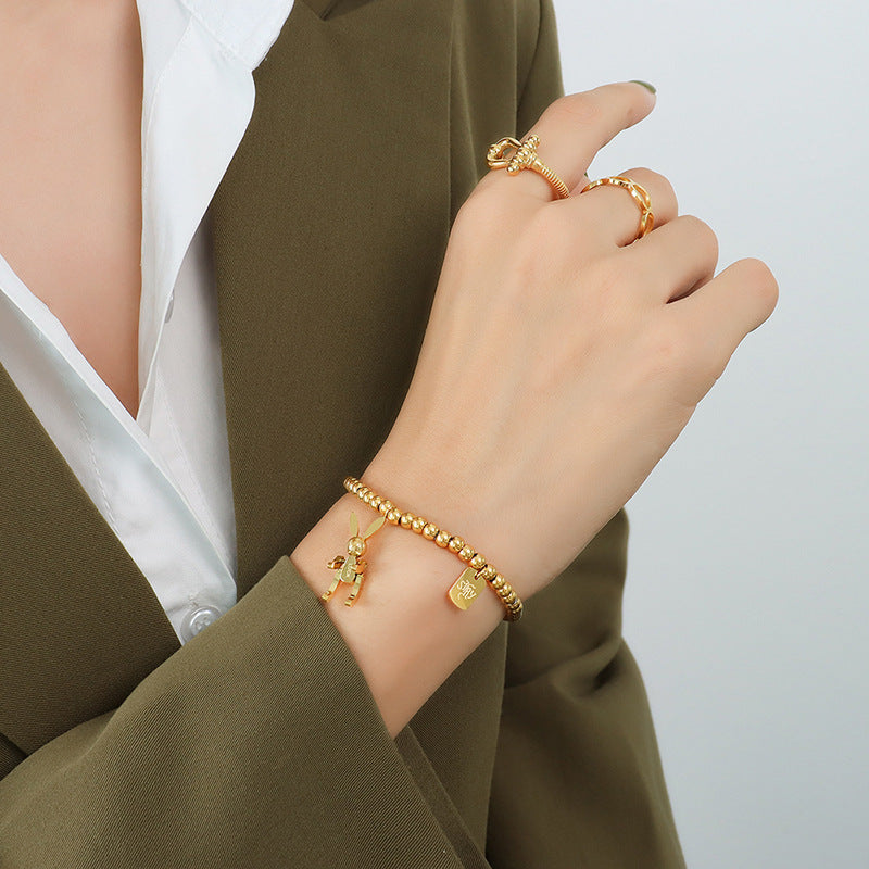 Elegant floral design 316L stainless steel bracelet