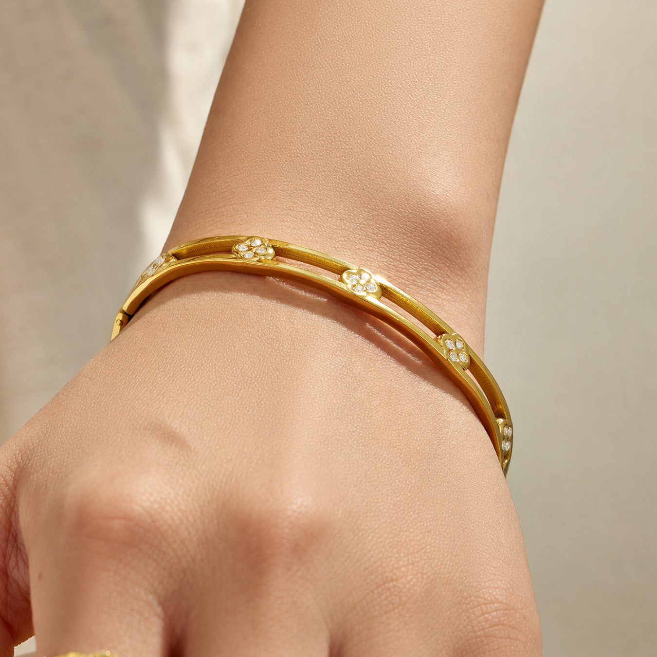 316L Stainless Steel 18K PVD Gold Flower Bangle made with 316L stainless steel and 18K PVD gold finish for wholesale jewelry buyers - image 13