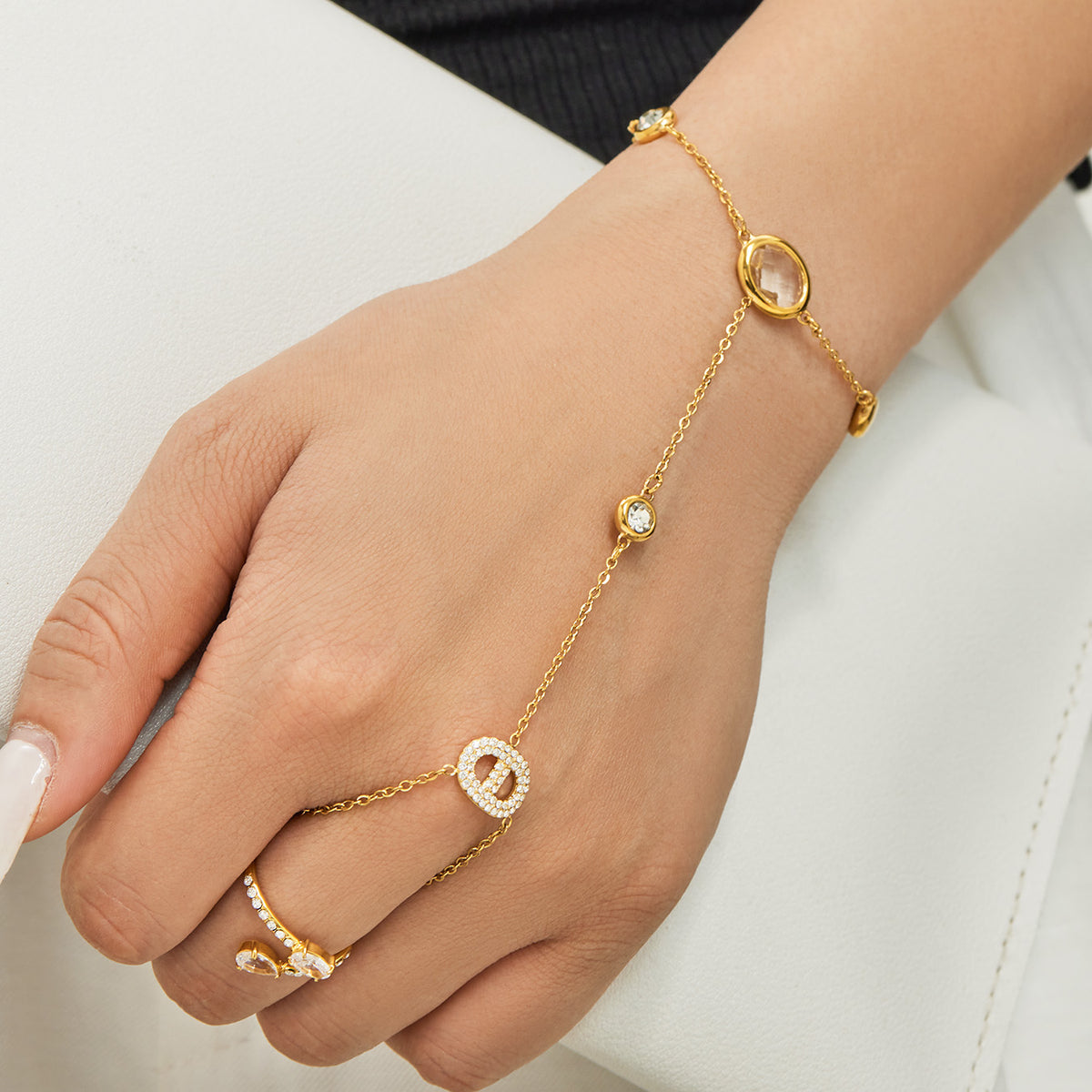304 Stainless Steel 18K PVD Gold Flower Ring Bracelet made with 304 Stainless Steel and 18K PVD gold finish for wholesale jewelry buyers - image 21