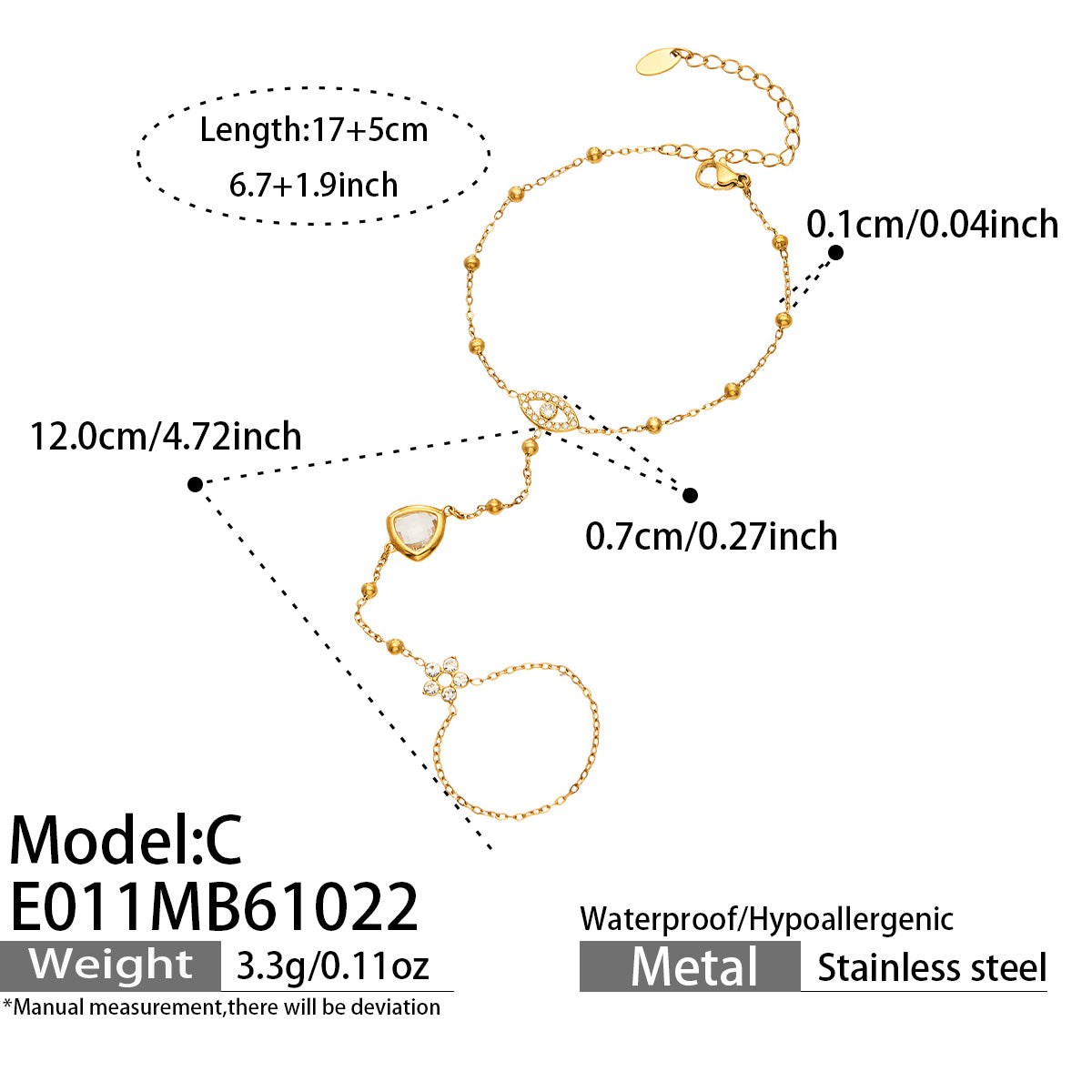 304 Stainless Steel 18K PVD Gold Flower Ring Bracelet made with 304 Stainless Steel and 18K PVD gold finish for wholesale jewelry buyers - image 3