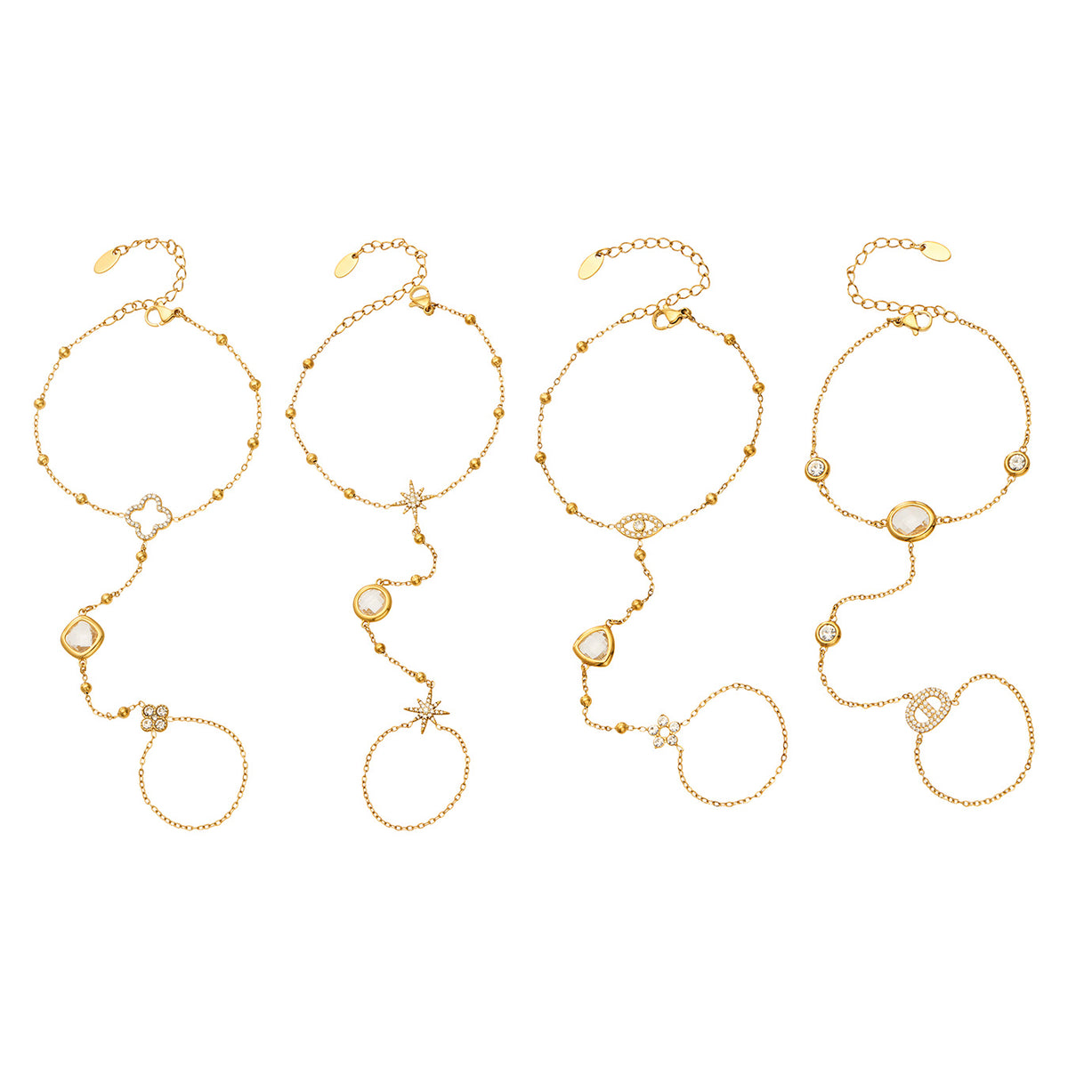 304 Stainless Steel 18K PVD Gold Flower Ring Bracelet made with 304 Stainless Steel and 18K PVD gold finish for wholesale jewelry buyers - image 5