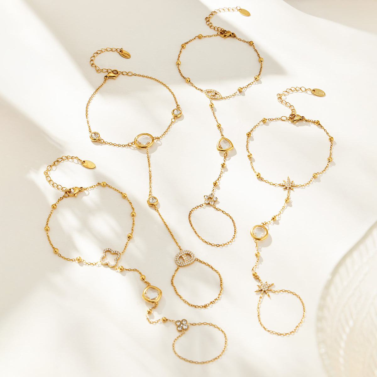 304 Stainless Steel 18K PVD Gold Flower Ring Bracelet made with 304 Stainless Steel and 18K PVD gold finish for wholesale jewelry buyers - image 7