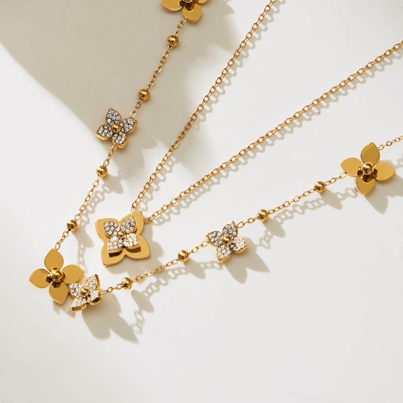 316L Stainless Steel Flower CZ Jewelry Set