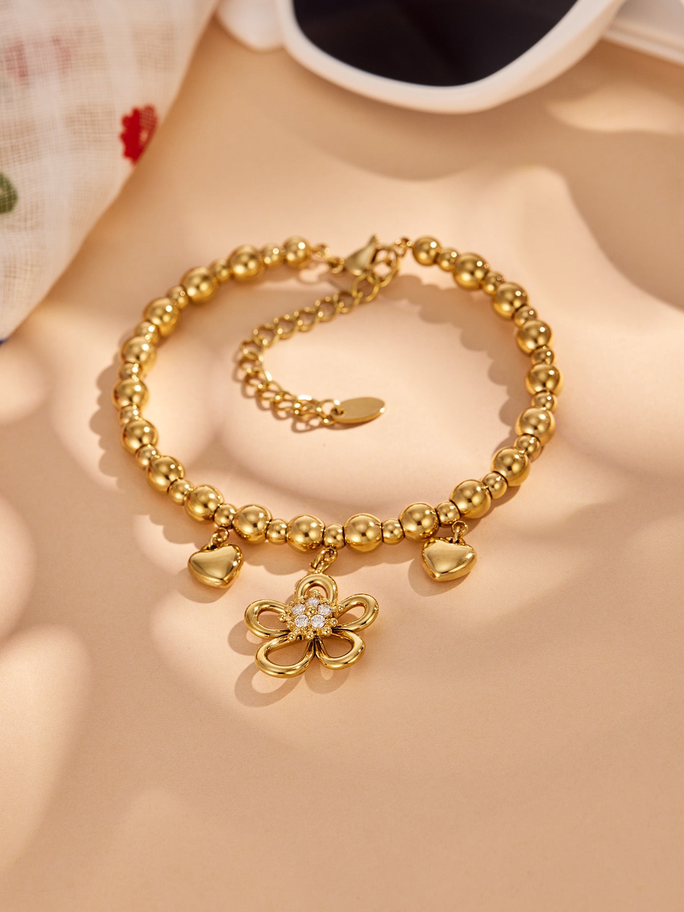 316L Stainless Steel 18K PVD Gold Flower Heart Zircon Bangle made with 316L stainless steel and 18K PVD gold finish for wholesale jewelry buyers - image 14