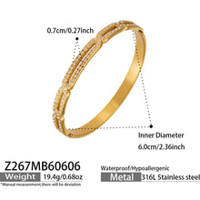 316L Stainless Steel 18K PVD Gold Flower Heart Zircon Bangle made with 316L stainless steel and 18K PVD gold finish for wholesale jewelry buyers - image 7