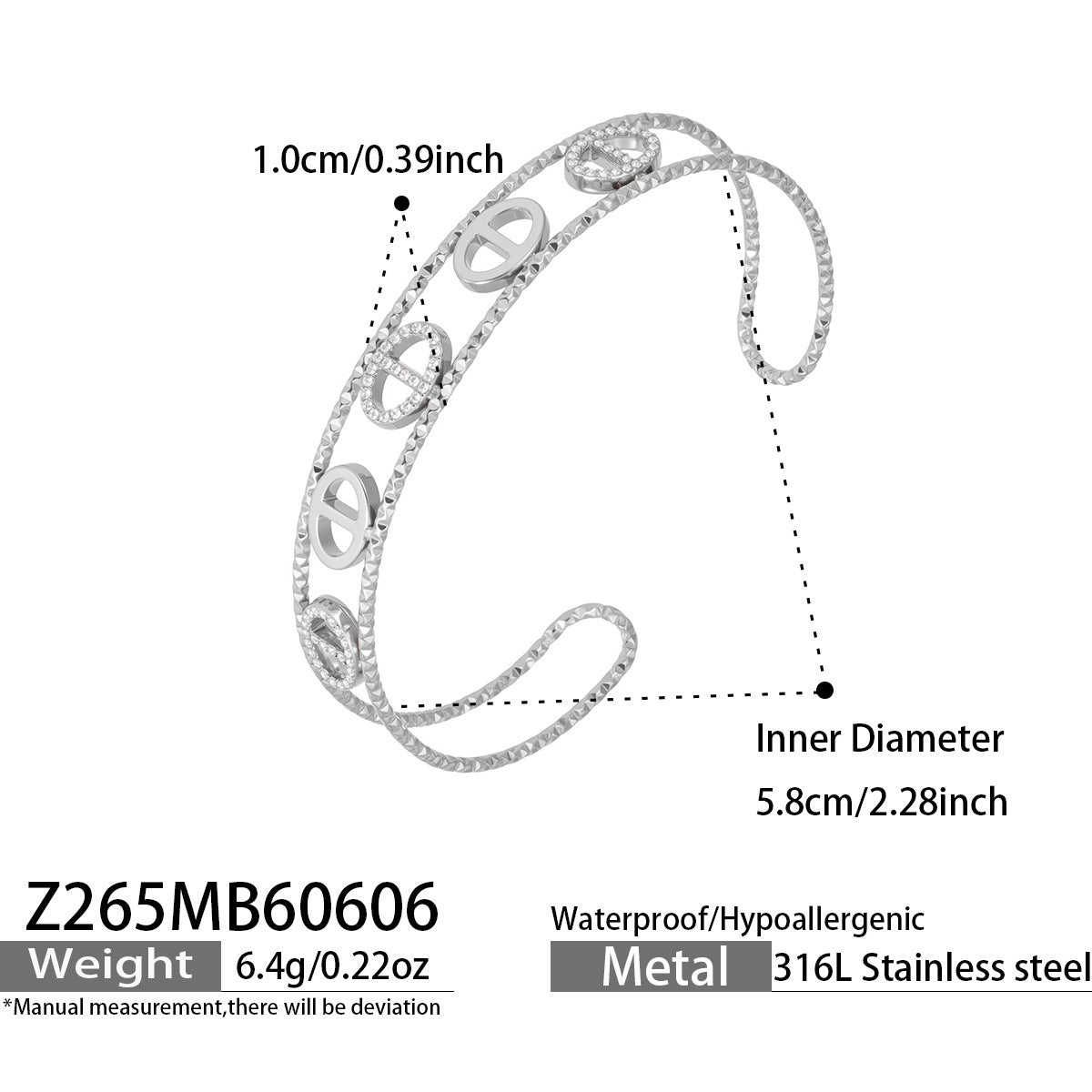 316L Stainless Steel 18K PVD Gold Flower Heart Zircon Bangle made with 316L stainless steel and 18K PVD gold finish for wholesale jewelry buyers - image 9