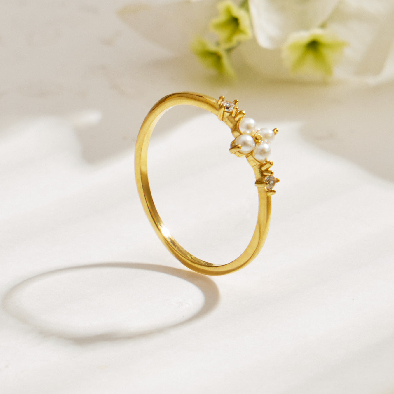316L Stainless Steel 18K PVD Gold Flower Ring Set made with 316L stainless steel and 18K PVD gold finish for wholesale jewelry buyers - image 12