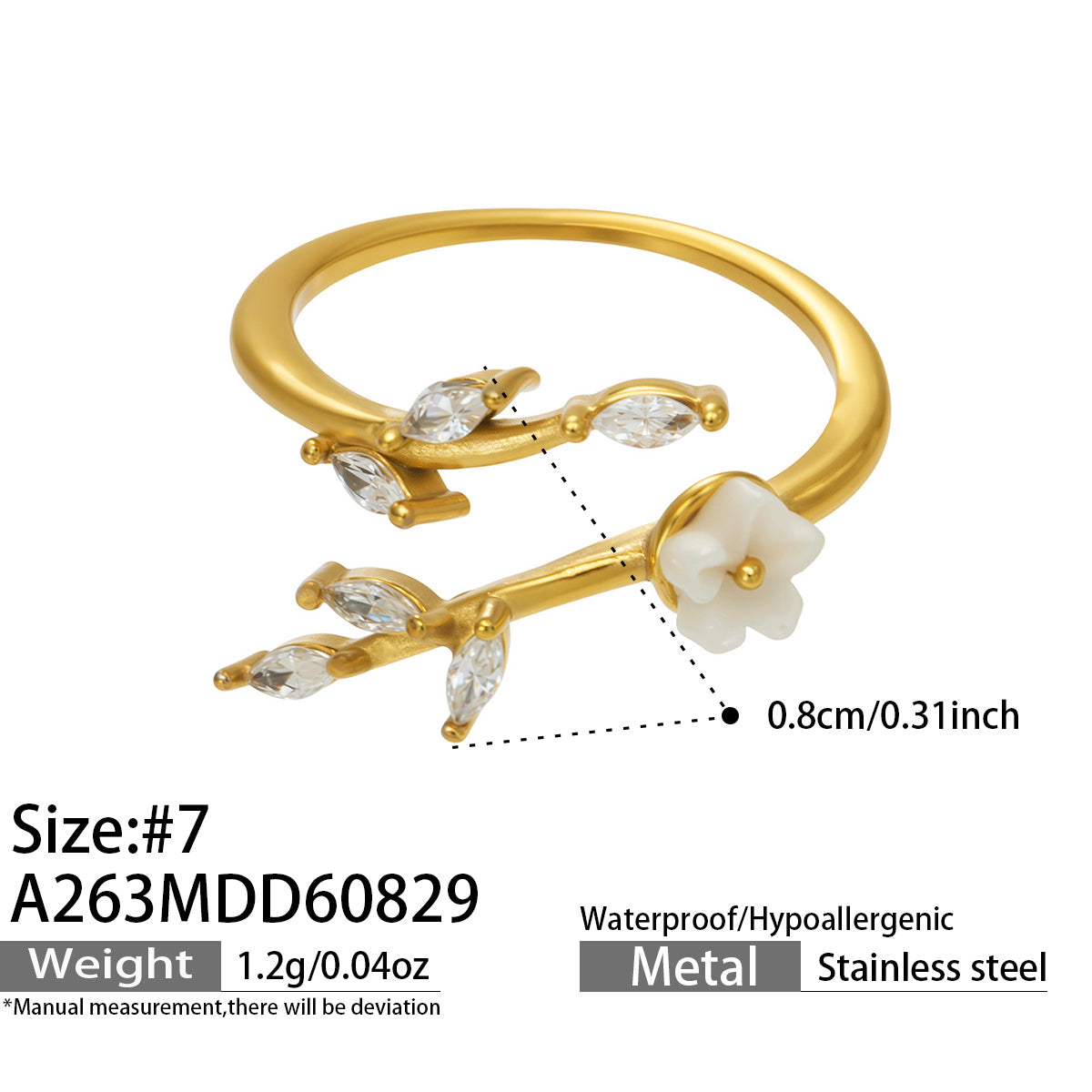 316L Stainless Steel 18K PVD Gold Flower Ring Set made with 316L stainless steel and 18K PVD gold finish for wholesale jewelry buyers - image 16