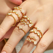 316L Stainless Steel 18K PVD Gold Flower Ring Set made with 316L stainless steel and 18K PVD gold finish for wholesale jewelry buyers - image 4