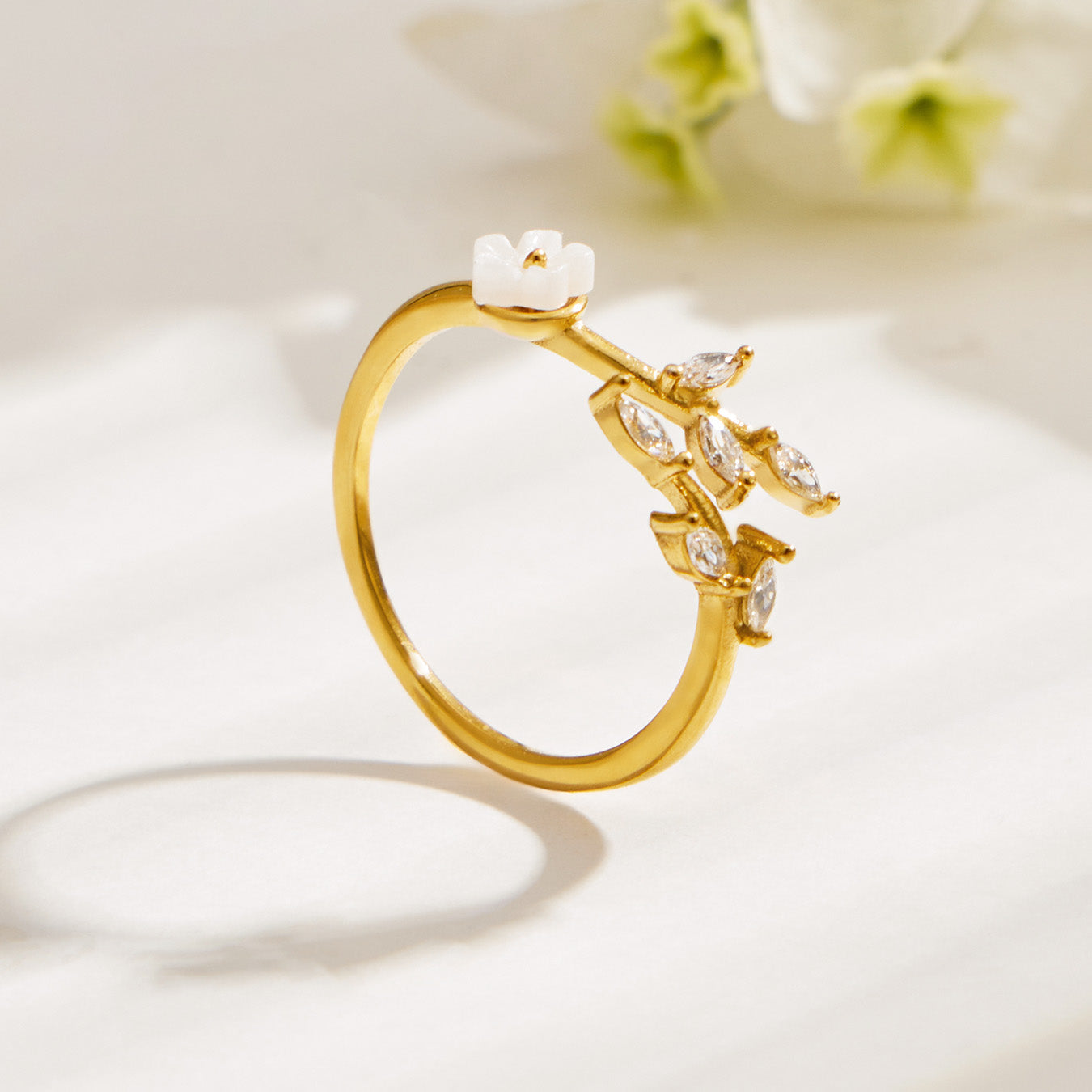 316L Stainless Steel 18K PVD Gold Flower Ring Set made with 316L stainless steel and 18K PVD gold finish for wholesale jewelry buyers - image 9