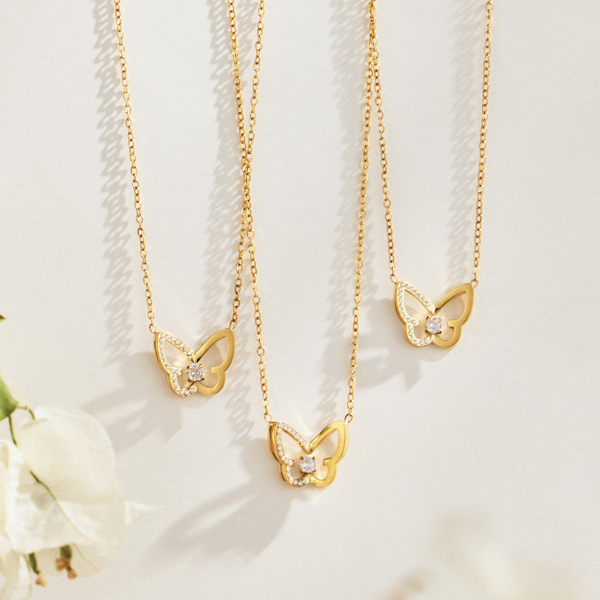 316L Stainless Steel 18K PVD Gold Flower Y Necklace made with 316L stainless steel and 18K PVD gold finish for wholesale jewelry buyers - image 11