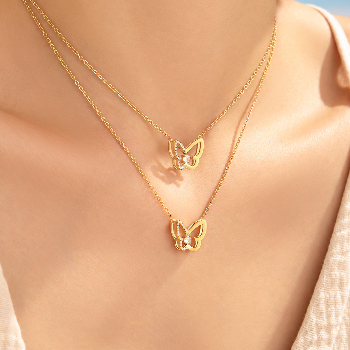 316L Stainless Steel 18K PVD Gold Flower Y Necklace made with 316L stainless steel and 18K PVD gold finish for wholesale jewelry buyers - image 5