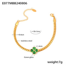 316L Stainless Steel Four-Leaf Clover Heart Glass Stone Jewelry Set - Image 4