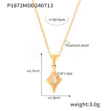 316L Stainless Steel Four-Pointed Star Cat's Eye Pendant Necklace & Seashell Ring Collection - Image 1