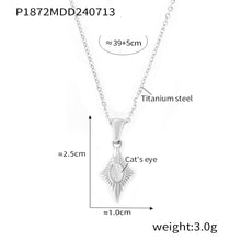 316L Stainless Steel Four-Pointed Star Cat's Eye Pendant Necklace & Seashell Ring Collection - Image 3
