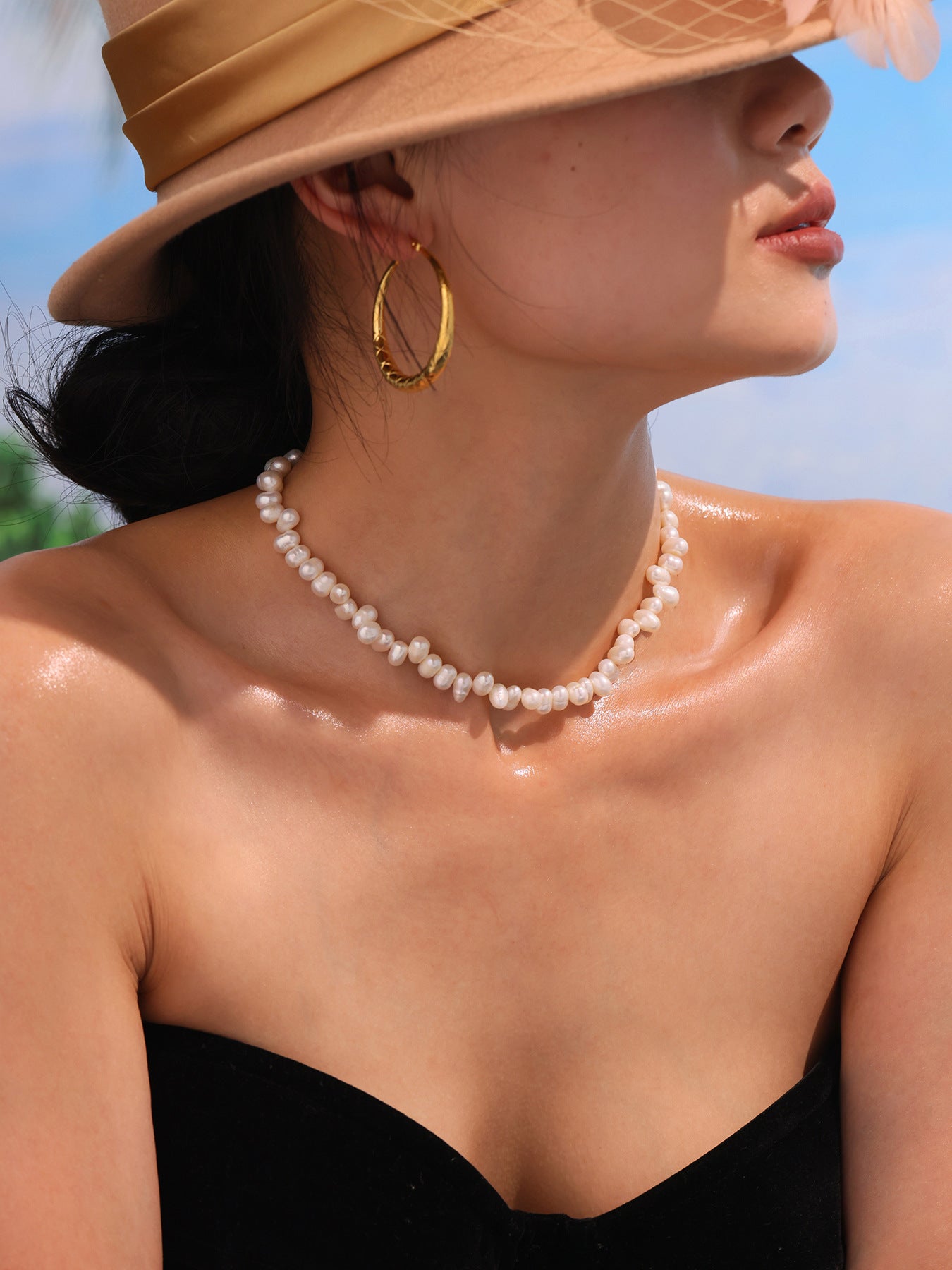 316L Stainless Steel French Baroque Handmade Freshwater Pearl Necklace - Image 2