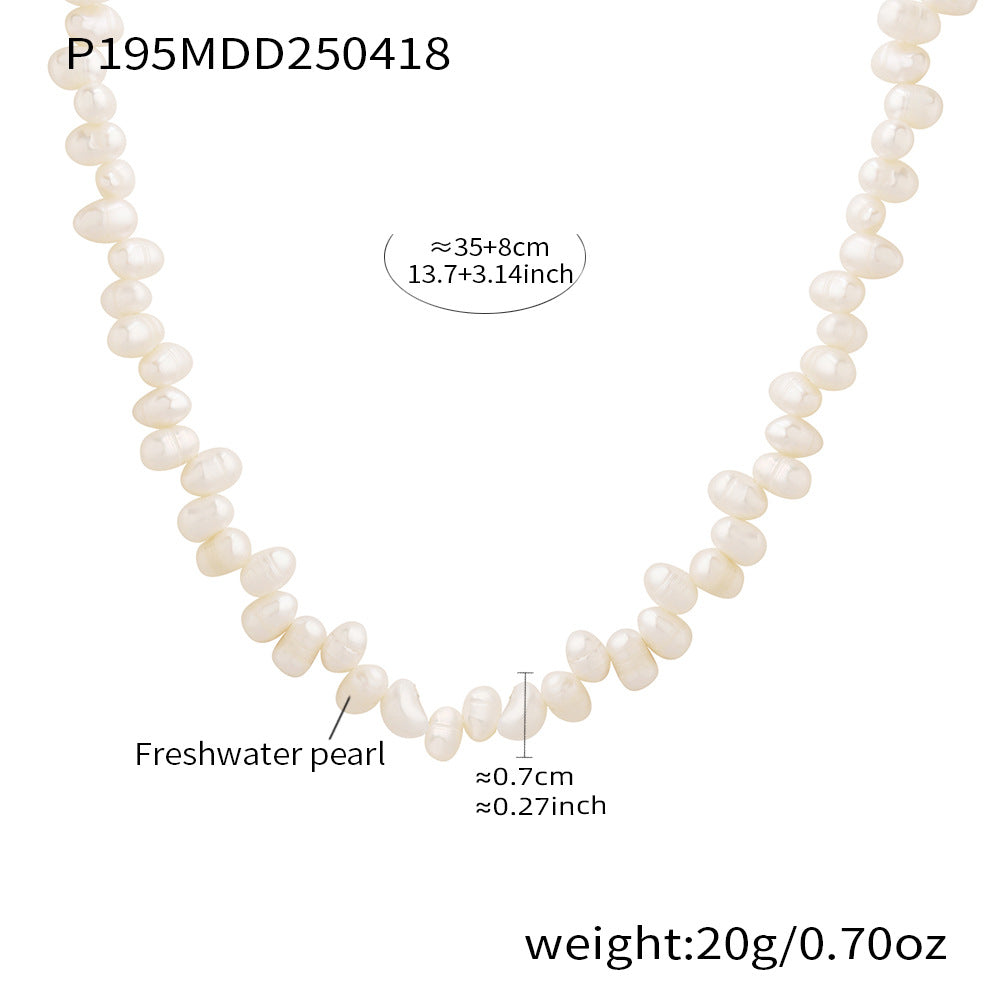 316L Stainless Steel French Baroque Handmade Freshwater Pearl Necklace - Image 3
