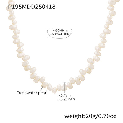 316L Stainless Steel French Baroque Handmade Freshwater Pearl Necklace - Image 3