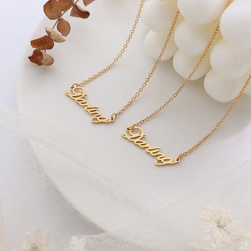 316L Stainless Steel French Chic Initial Pendant Necklace - Image 10