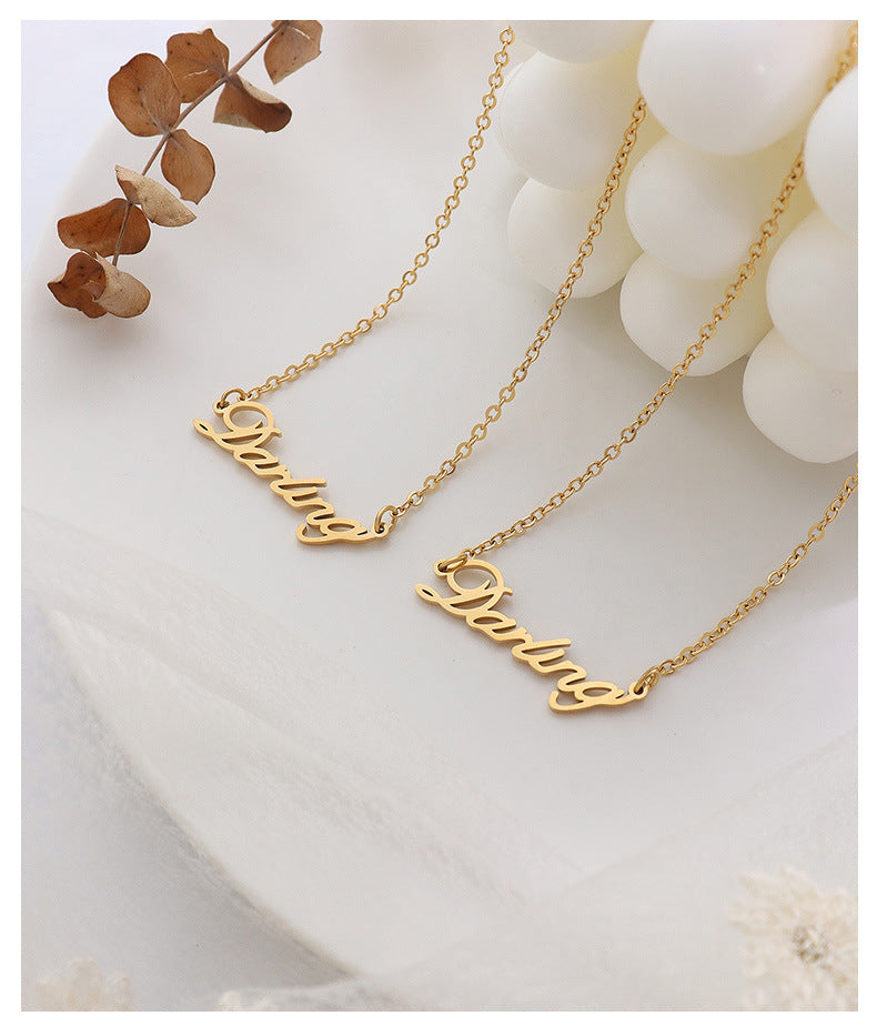 316L Stainless Steel French Chic Initial Pendant Necklace - Image 3