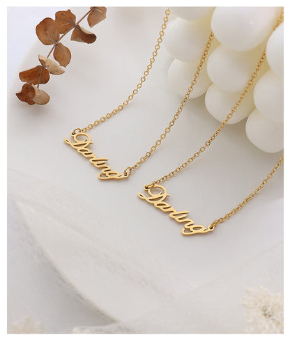 316L Stainless Steel French Chic Initial Pendant Necklace - Image 3