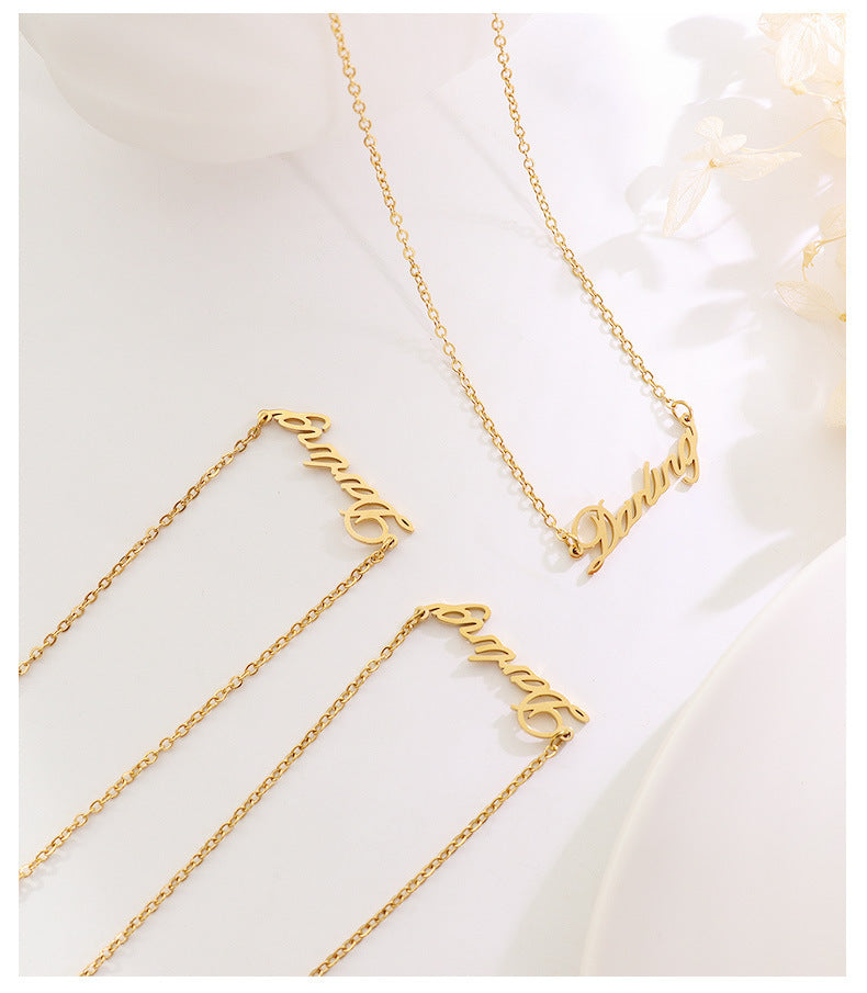 316L Stainless Steel French Chic Initial Pendant Necklace - Image 4