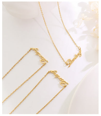 316L Stainless Steel French Chic Initial Pendant Necklace - Image 4