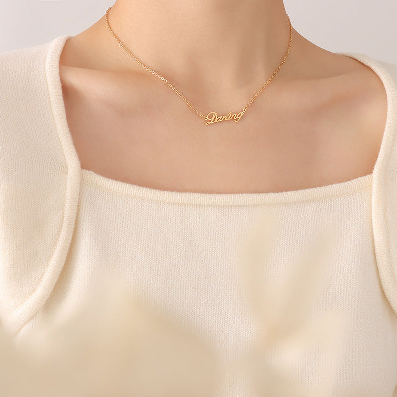 316L Stainless Steel French Chic Initial Pendant Necklace - Image 5