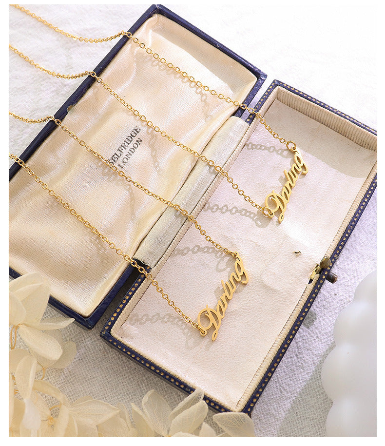 316L Stainless Steel French Chic Initial Pendant Necklace - Image 6