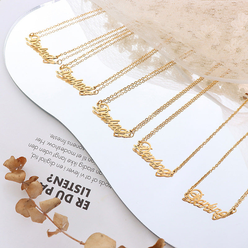 316L Stainless Steel French Chic Initial Pendant Necklace - Image 7