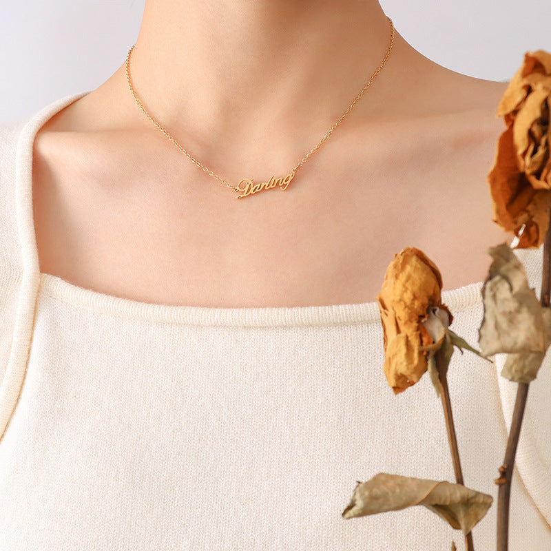 316L Stainless Steel French Chic Initial Pendant Necklace - Image 9