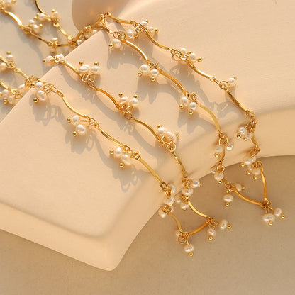 316L Stainless Steel French Chic Natural Freshwater Pearl Necklace - Image 3