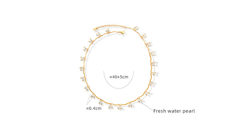 316L Stainless Steel French Chic Natural Freshwater Pearl Necklace - Image 6