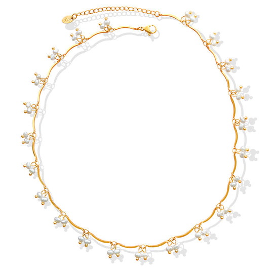 316L Stainless Steel French Chic Natural Freshwater Pearl Necklace - Image 7