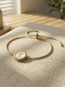 316L Stainless Steel French Chic Natural White Shell Crescent Moon Bracelet - Image 1
