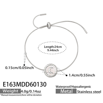 316L Stainless Steel French Chic Natural White Shell Crescent Moon Bracelet - Image 2