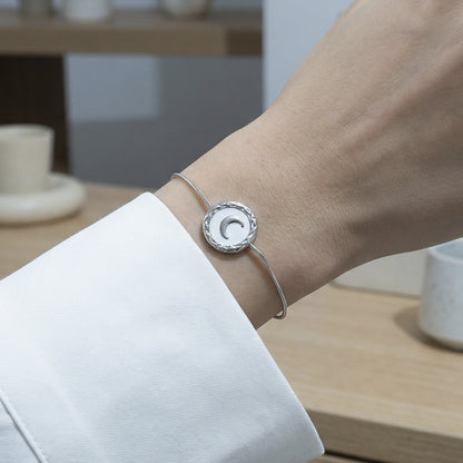 316L Stainless Steel French Chic Natural White Shell Crescent Moon Bracelet - Image 3