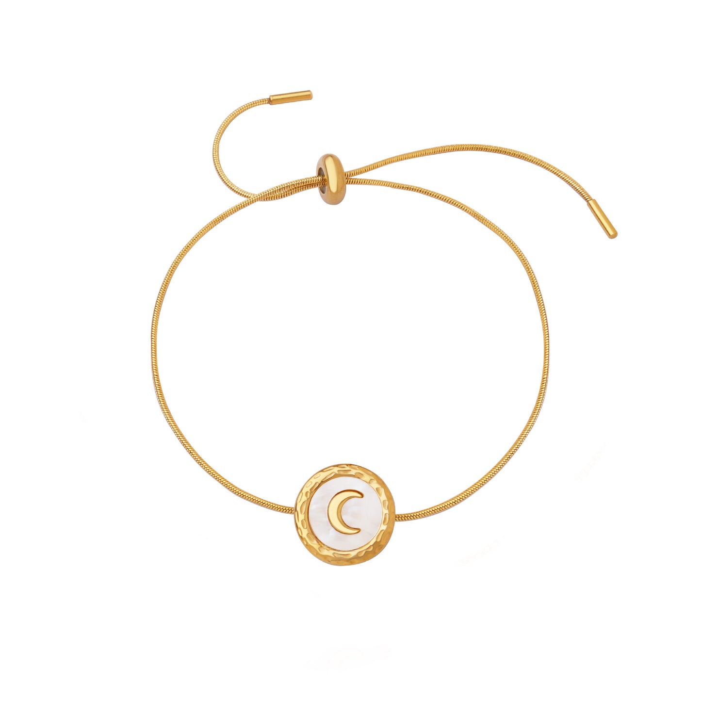 316L Stainless Steel French Chic Natural White Shell Crescent Moon Bracelet - Image 5