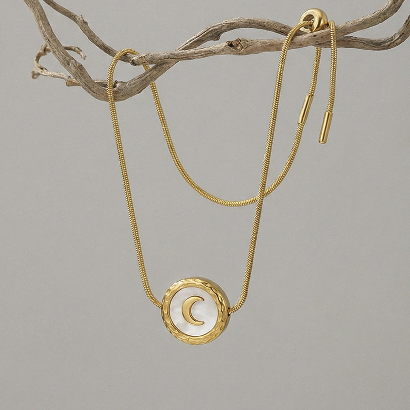 316L Stainless Steel French Chic Natural White Shell Crescent Moon Bracelet - Image 8