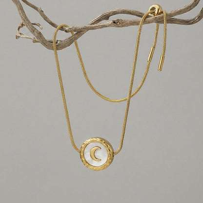 316L Stainless Steel French Chic Natural White Shell Crescent Moon Bracelet - Image 8