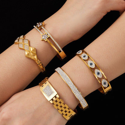 316L Stainless Steel French Chic Paved Zircon Bracelet Set - Image 10