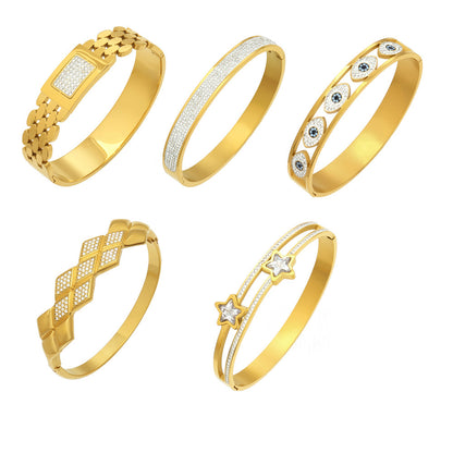 316L Stainless Steel French Chic Paved Zircon Bracelet Set - Image 2