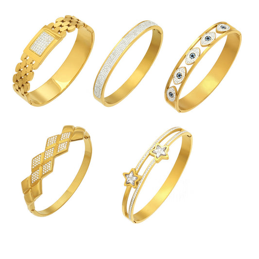 316L Stainless Steel French Chic Paved Zircon Bracelet Set - Image 2