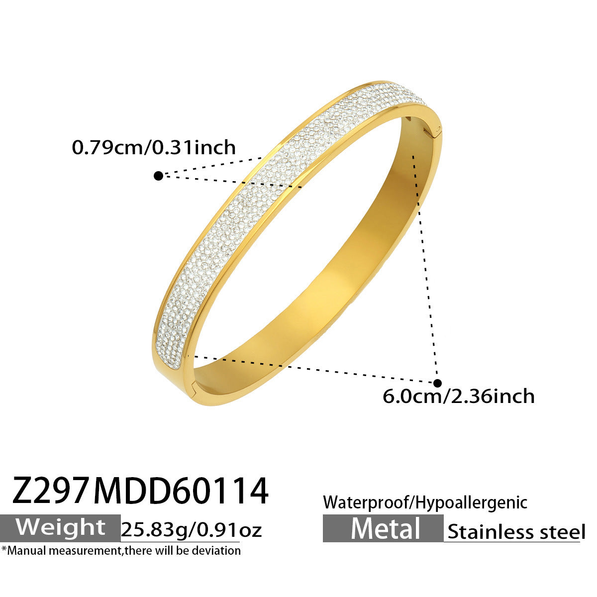 316L Stainless Steel French Chic Paved Zircon Bracelet Set - Image 3